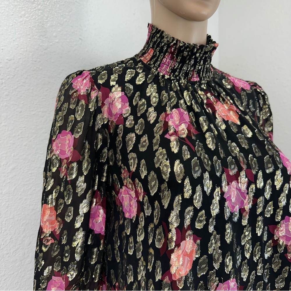 Kate Spade mini dress metallic black Rose Garden retro cottage Fairy coquette - Picture 10 of 13